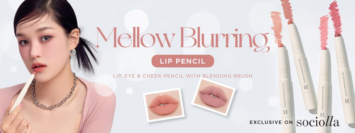 Holika Holika Mellow Blurring Lip Pencil | Lip, Eye, & Cheek Pencil with Blending Brush
