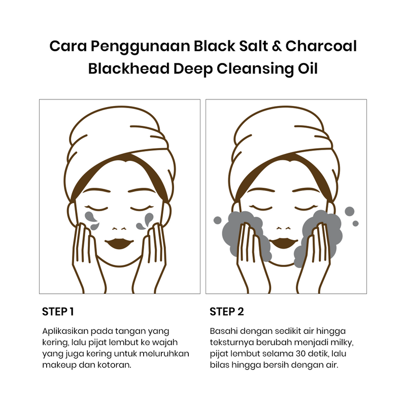 CLINFINITE Black Salt and Charcoal Blackhead Deep Cleansing Oil | Minyak Arang Hitam
