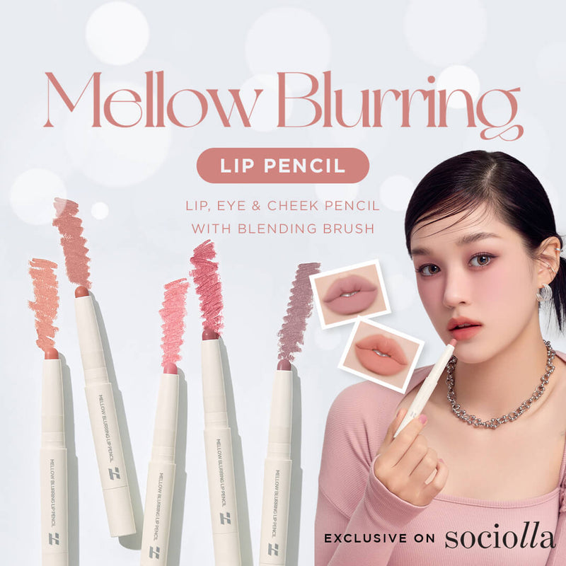 Holika Holika Mellow Blurring Lip Pencil | Lip, Eye, & Cheek Pencil with Blending Brush